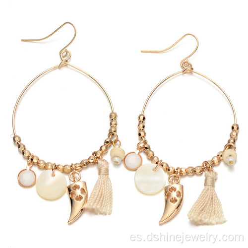 Aretes de perlas borla de oro joyas únicas